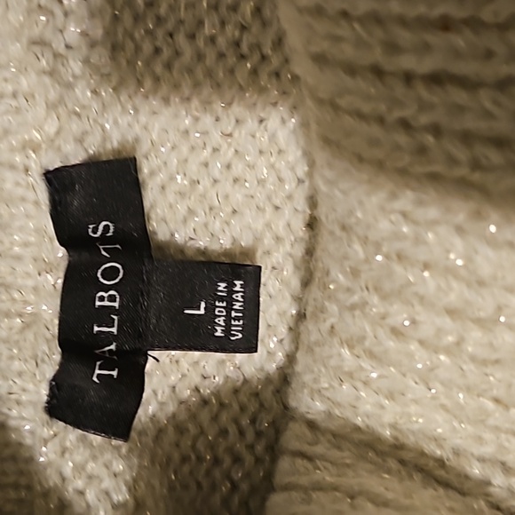 Talbots Large Cream Sparkle Cowl Neck Sweater - Picture 3 of 5